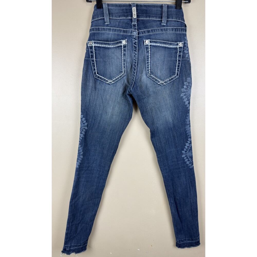 ARIAT R.E.A.L. Skinny Jeans Women’s 26R Low Rise Denim Frayed Hem Blue - Picture 11 of 16